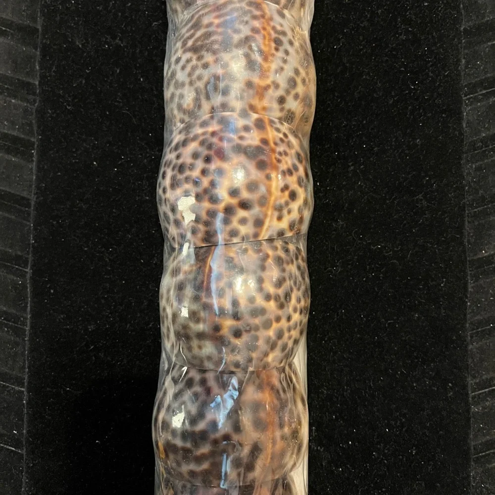 Vintage Tiger Cowrie Sea Shell NAPKIN RING Holders SET of 6 Natural Brown Black